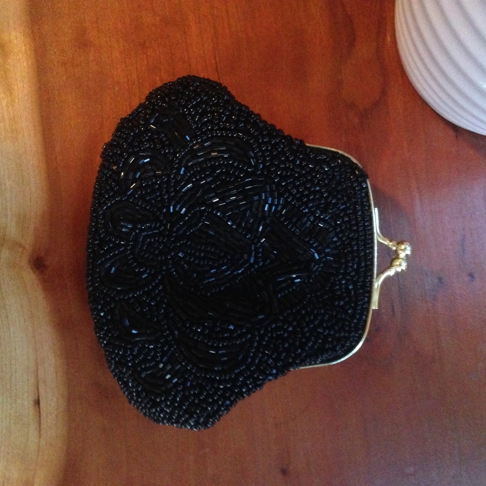 small beaded black clutch